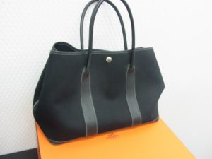 エルメス　ガーデンパーティMM　黒/トワルオフィシエ　2003年製□G買取いたしました。