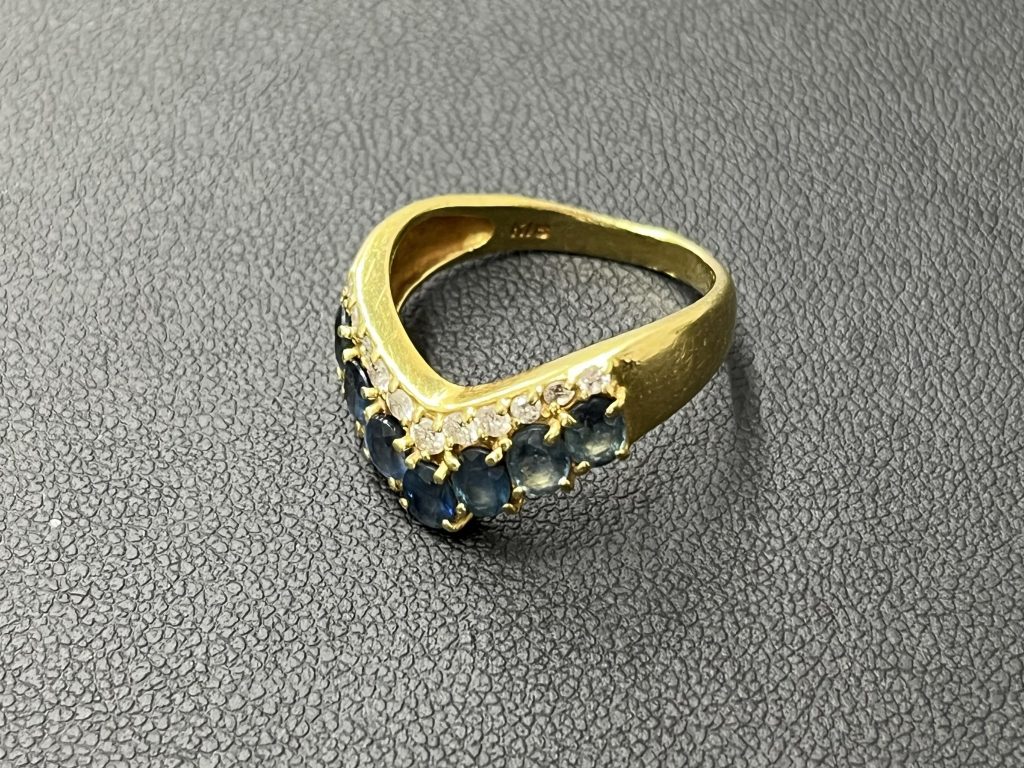 K18 18金 指輪 サファイア1.65ct ダイヤ0.32ct 変形したリングの買取は ...