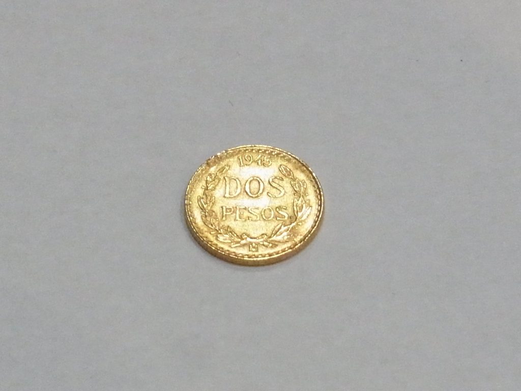 メキシコ・ペソ金貨 K21.6 買取 1945年刻印 2ペソ 1.6g