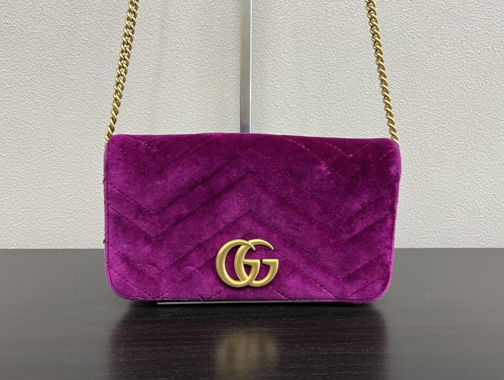 グッチ GUCCI GGマーモント チェーンショルダー ベルベット パープル 488426